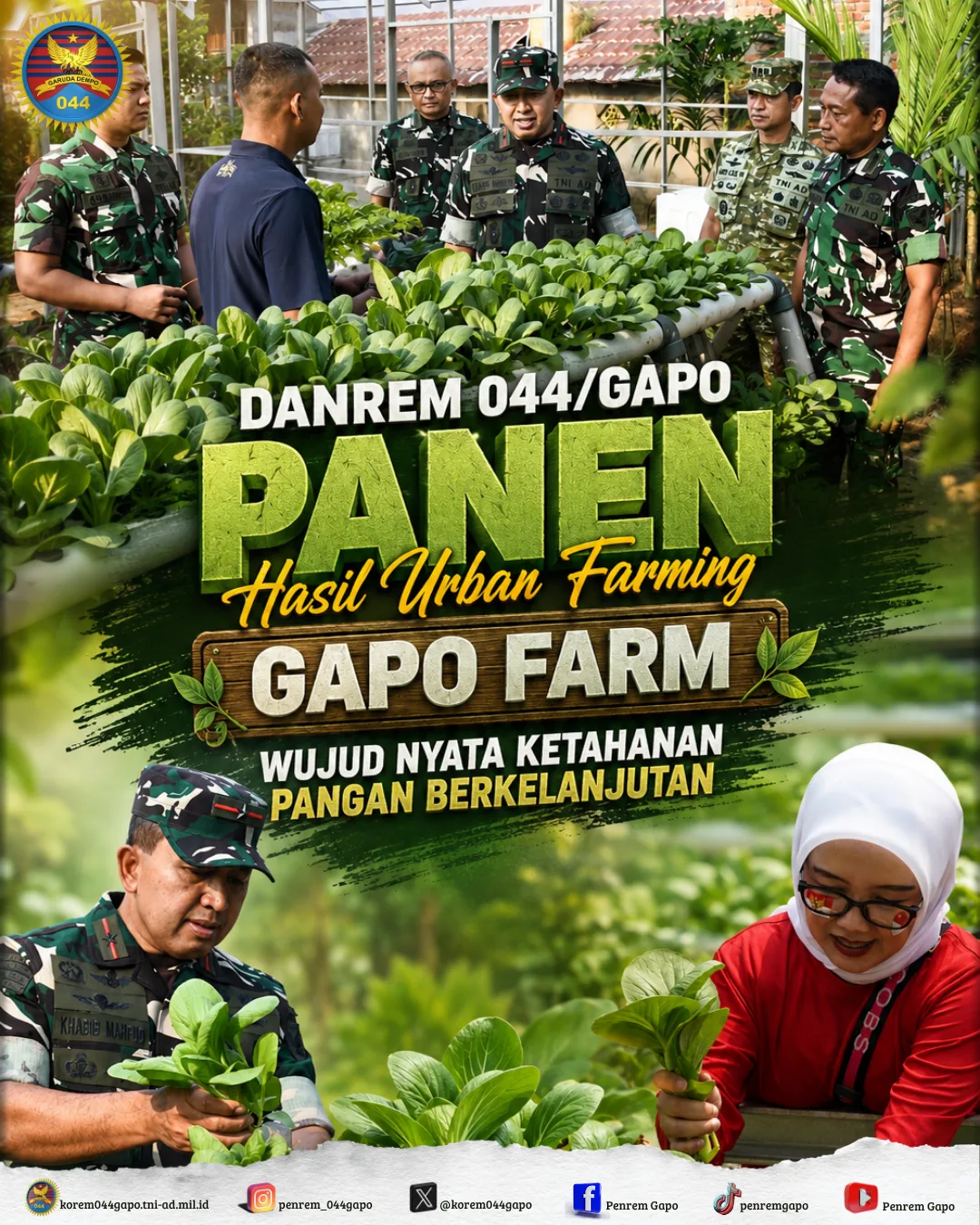 Danrem 044/Gapo Panen Hasil Urban Farming Gapo Farm, Wujud Nyata Ketahanan Pangan Berkelanjutan