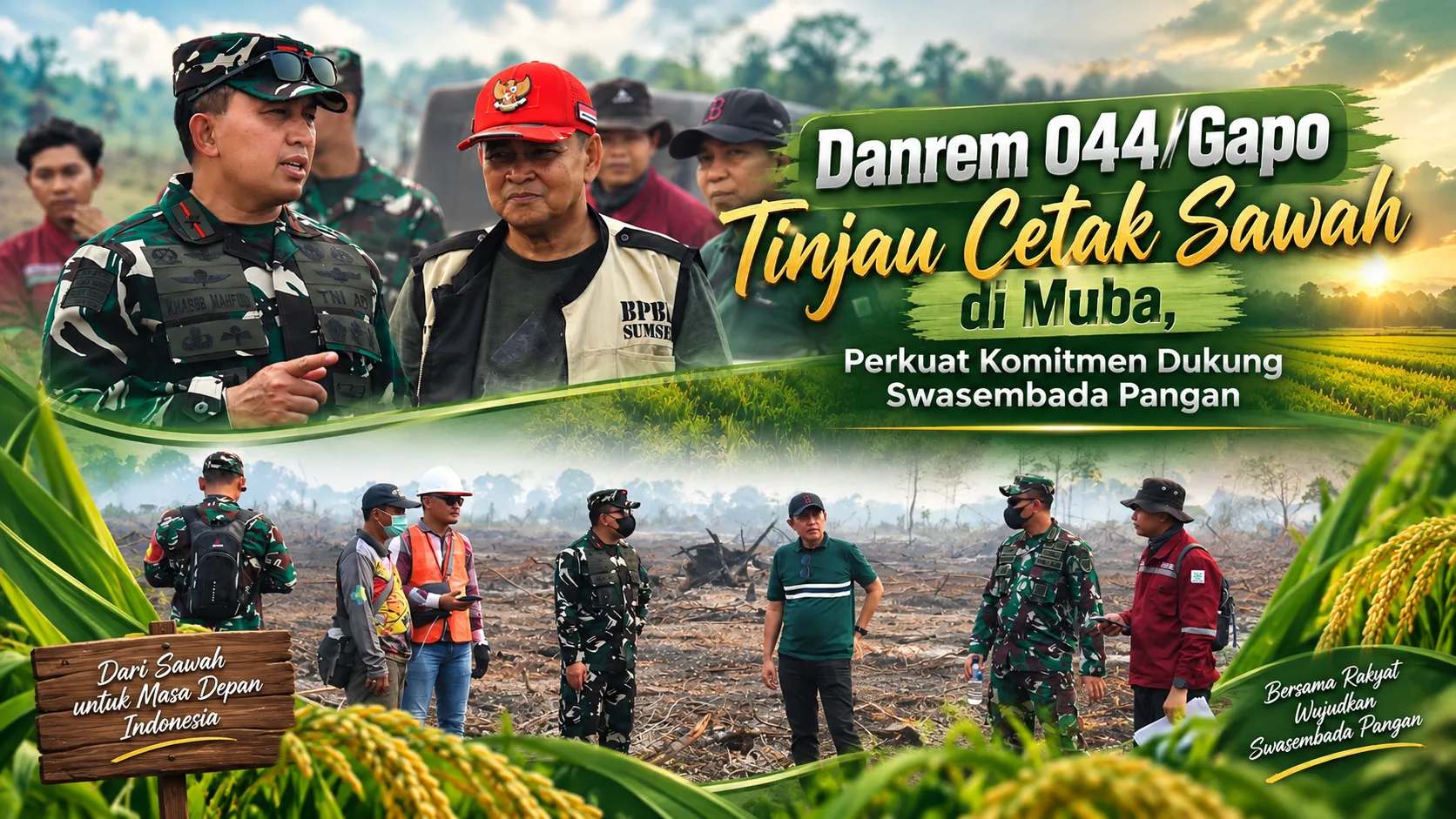 Danrem 044/Gapo Tinjau Cetak Sawah di Muba, Perkuat Komitmen Dukung Swasembada Pangan