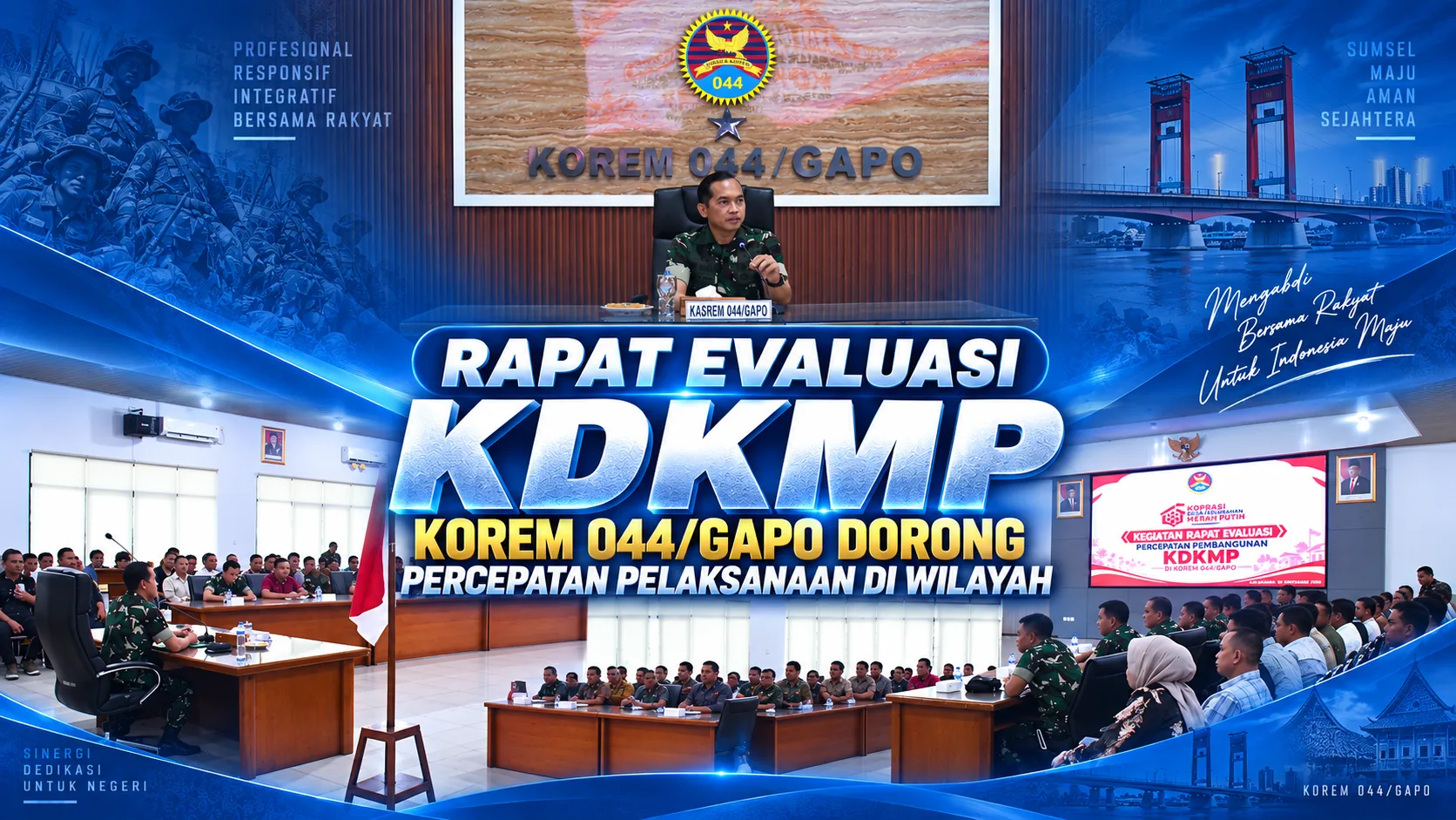 Rapat Evaluasi KDKMP, Korem 044/Gapo Dorong Percepatan Pelaksanaan di Wilayah