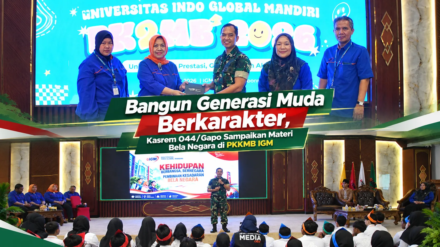 Bangun Generasi Muda Berkarakter, Kasrem 044/Gapo Sampaikan Materi Bela Negara di PKKMB IGM