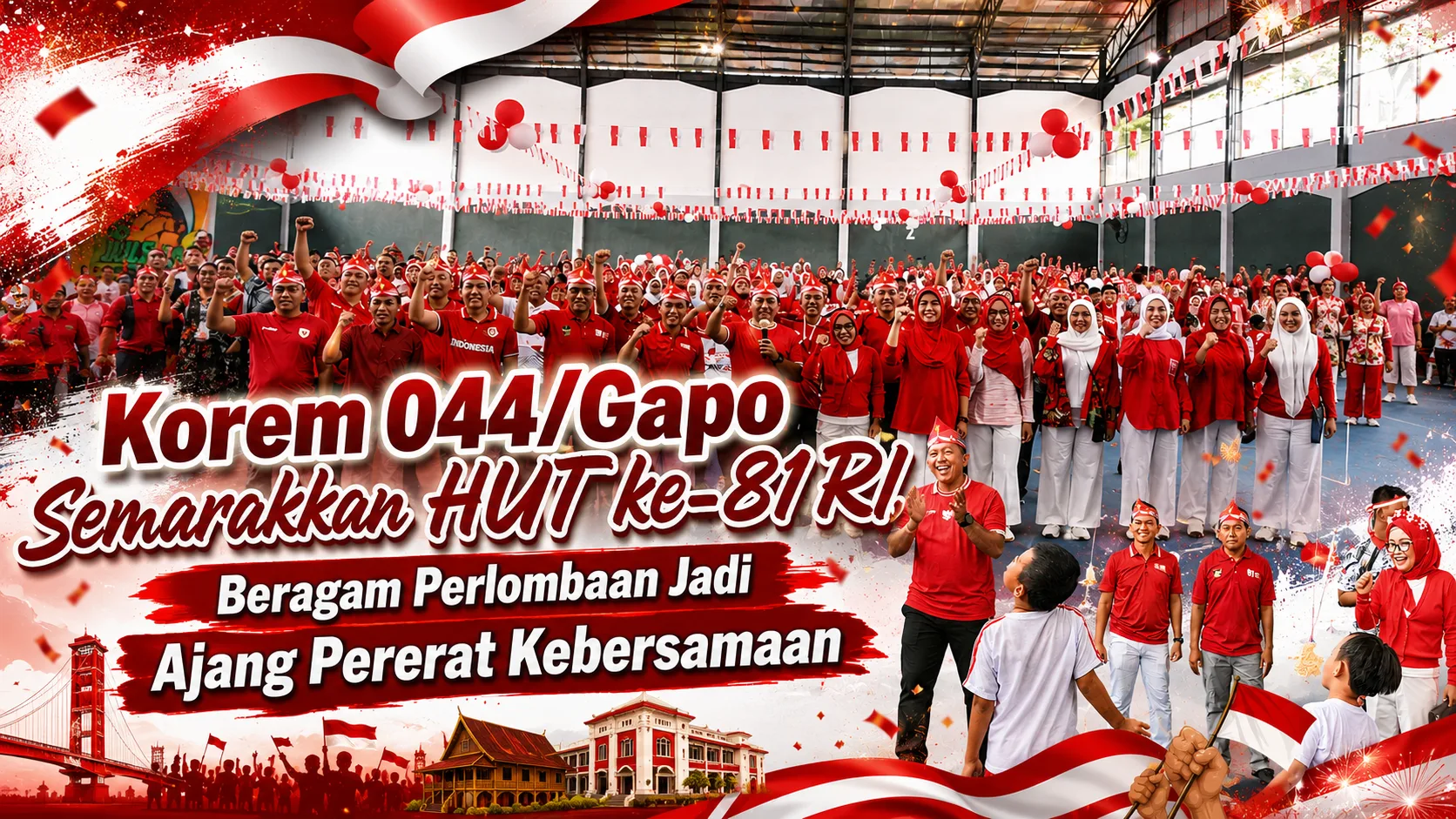 Korem 044/Gapo Semarakkan HUT ke-81 RI, Beragam Perlombaan Jadi Ajang Pererat Kebersamaan