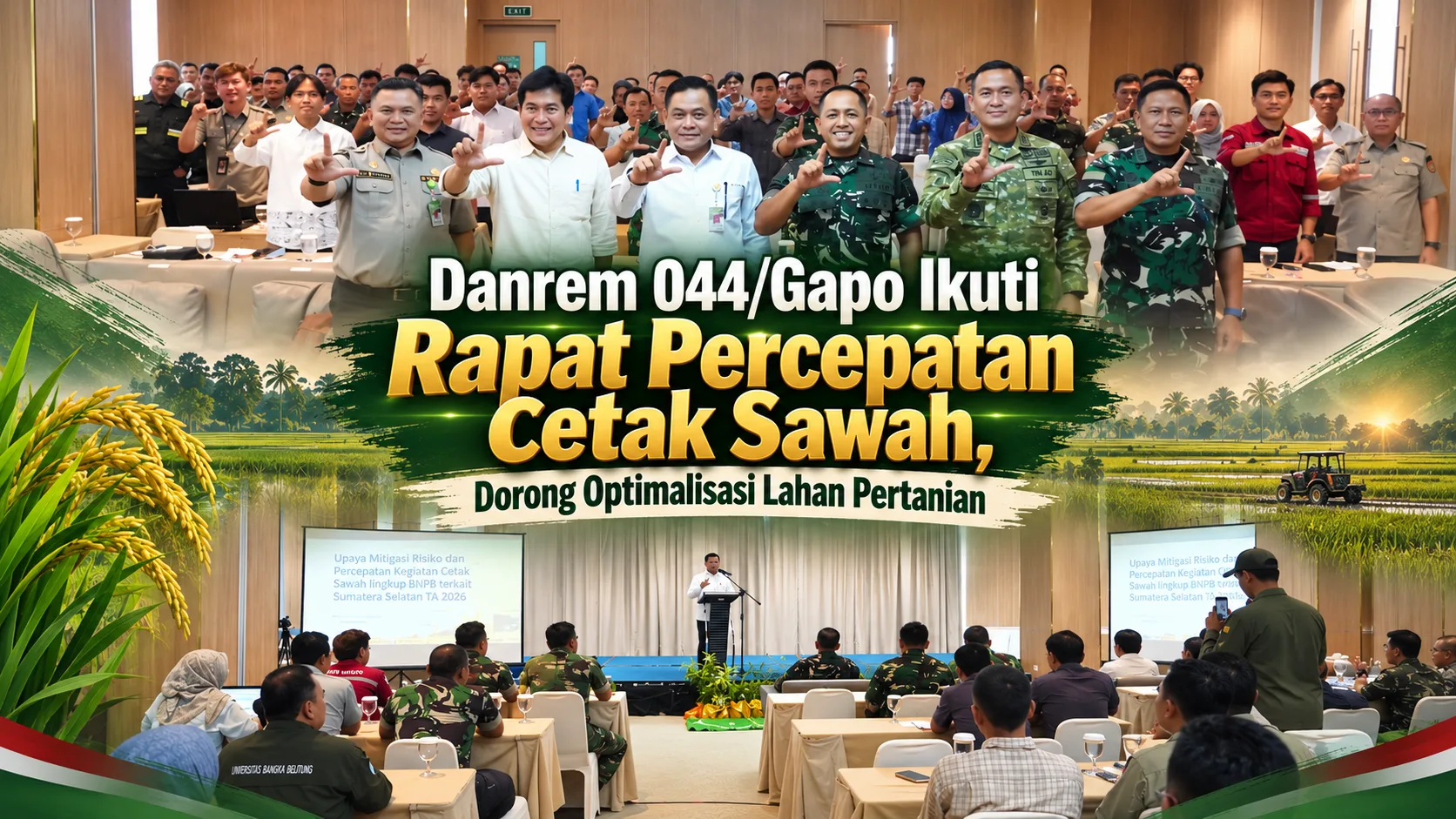 Danrem 044/Gapo Ikuti Rapat Percepatan Cetak Sawah, Dorong Optimalisasi Lahan Pertanian