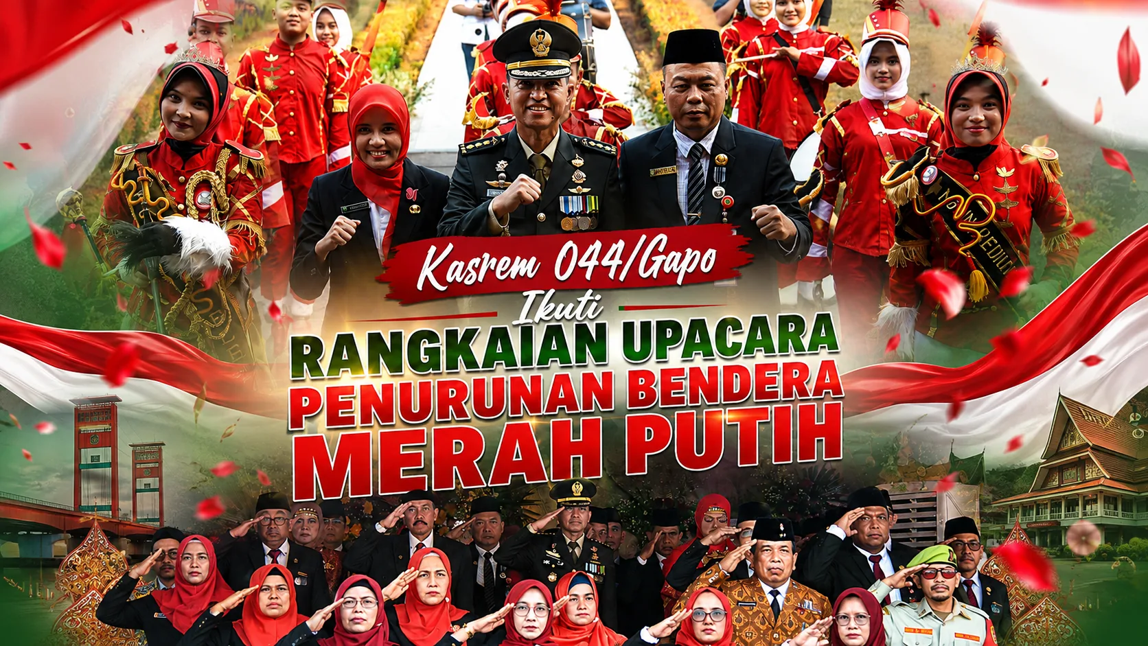 Kasrem 044/Gapo Ikuti Rangkaian Upacara Penurunan Bendera Merah Putih