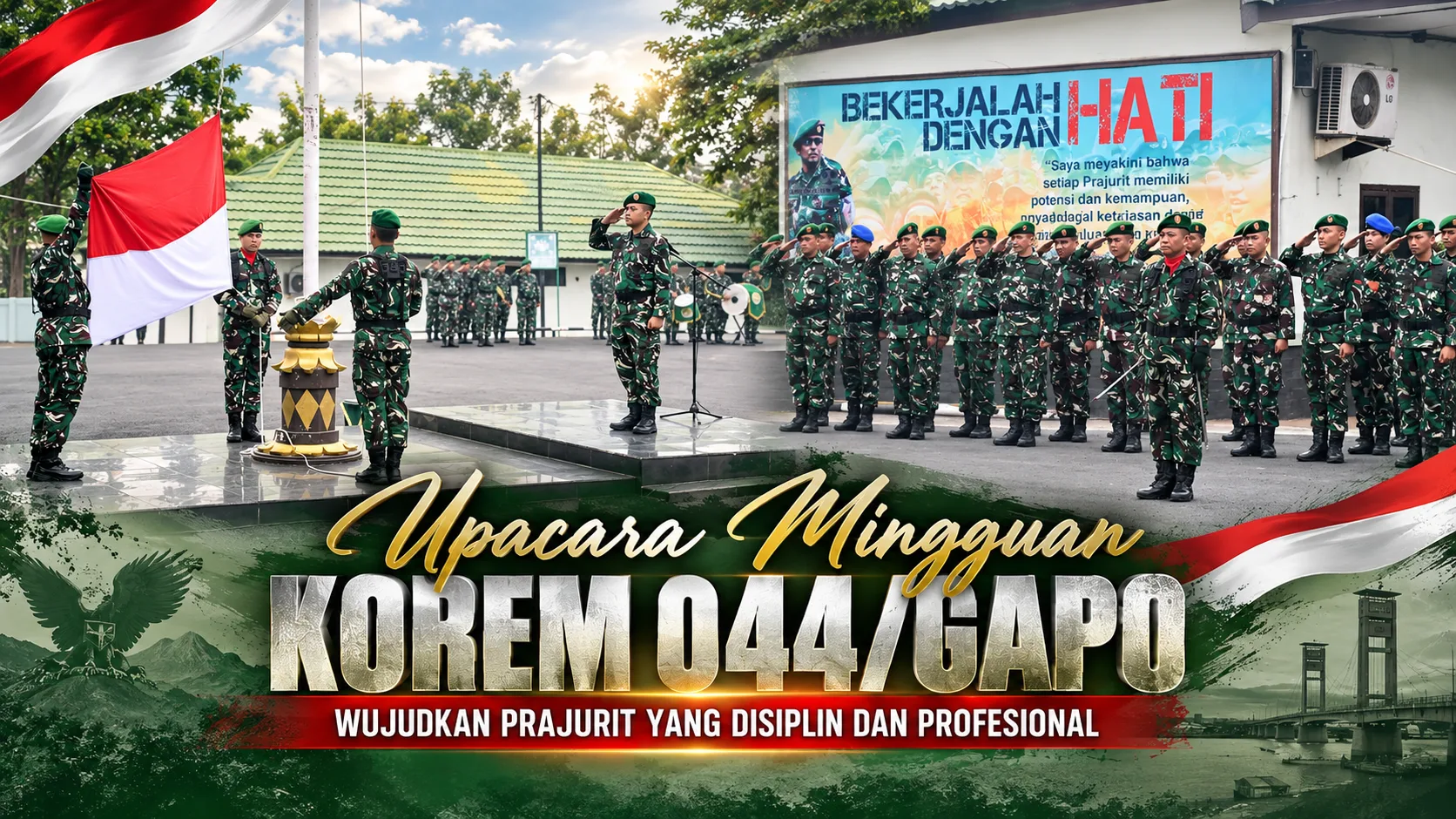 Upacara Mingguan Korem 044/Gapo, Wujudkan Prajurit yang Disiplin dan Profesional