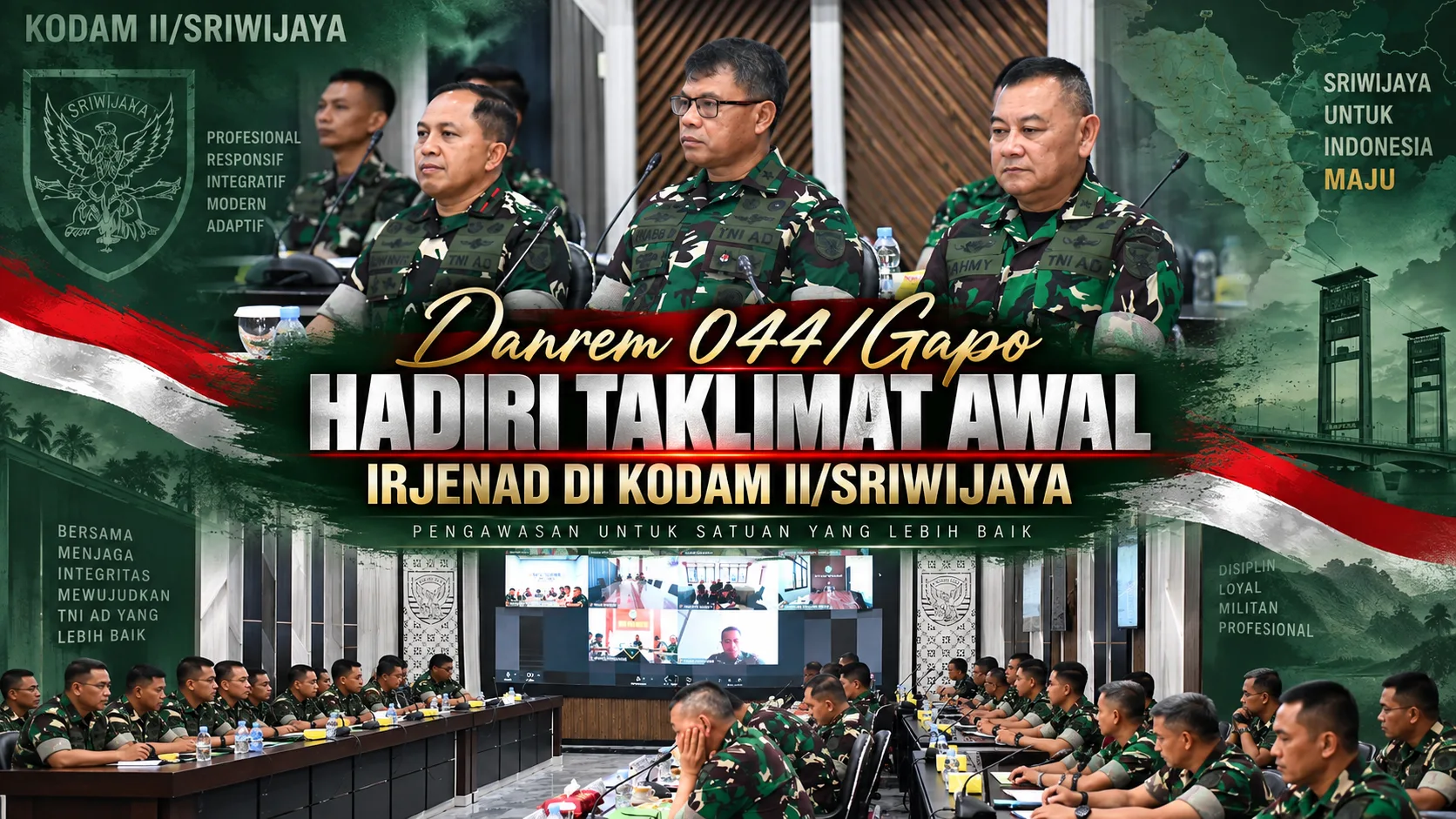 Danrem 044/Gapo Hadiri Taklimat Awal Irjenad di Kodam II/Sriwijaya