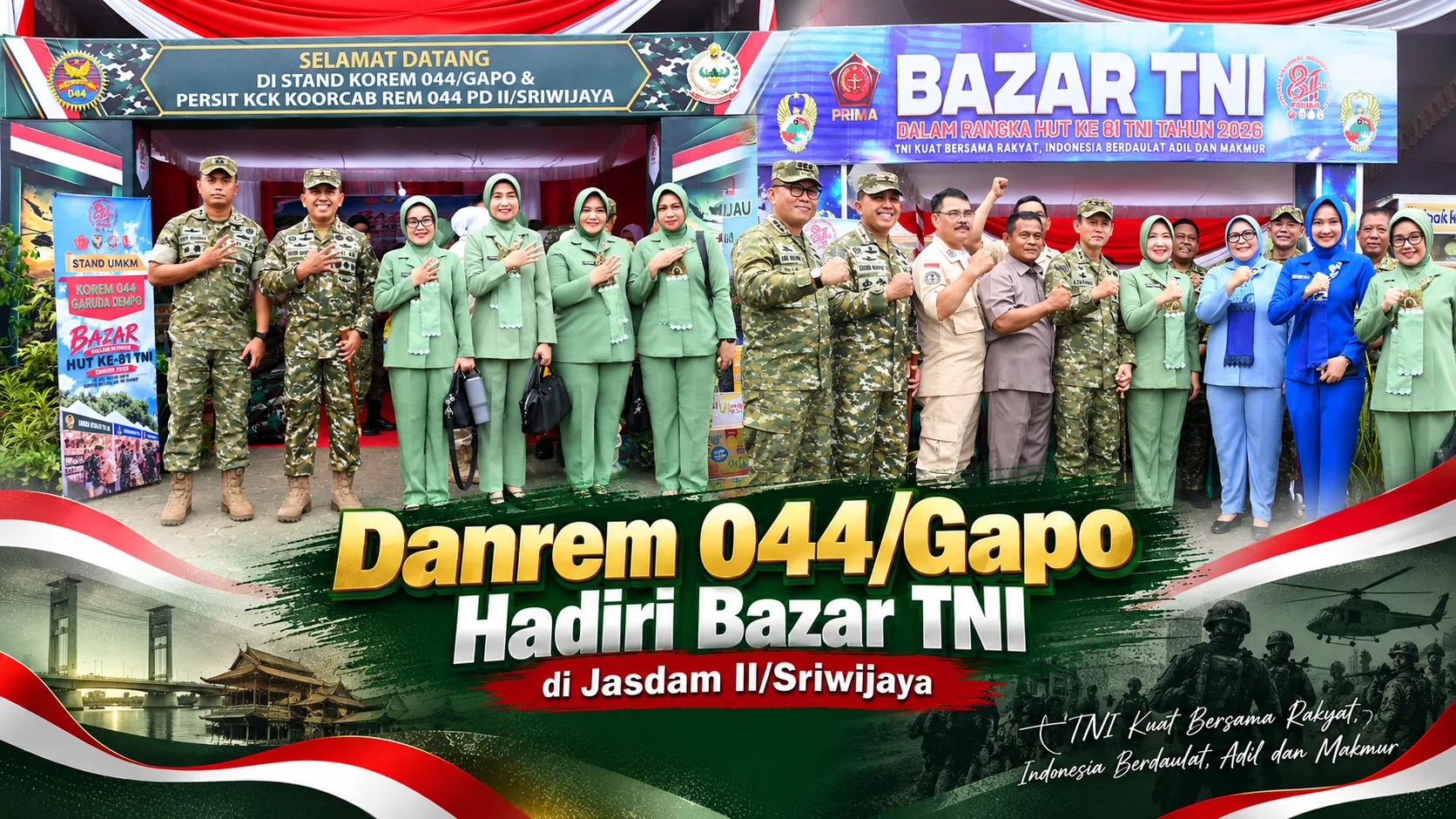 Danrem 044/Gapo Hadiri Bazar TNI di Jasdam II/Sriwijaya