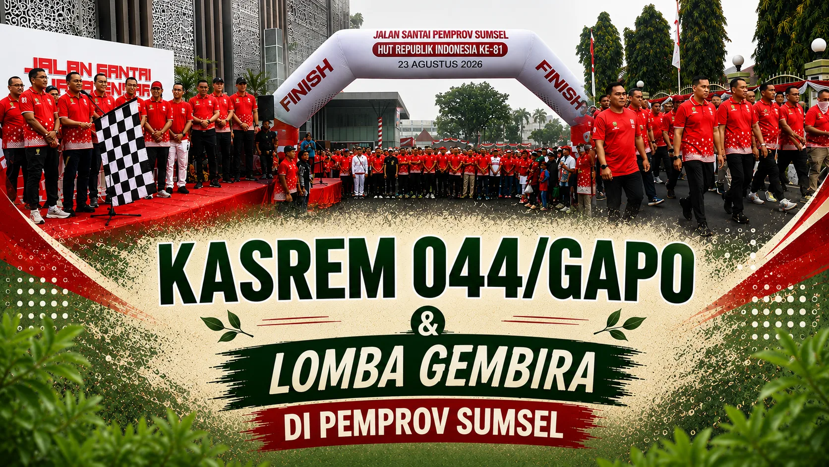 Kasrem 044/Gapo Ikuti Jalan Santai, Senam Bersama dan Lomba Gembira di Pemprov Sumsel