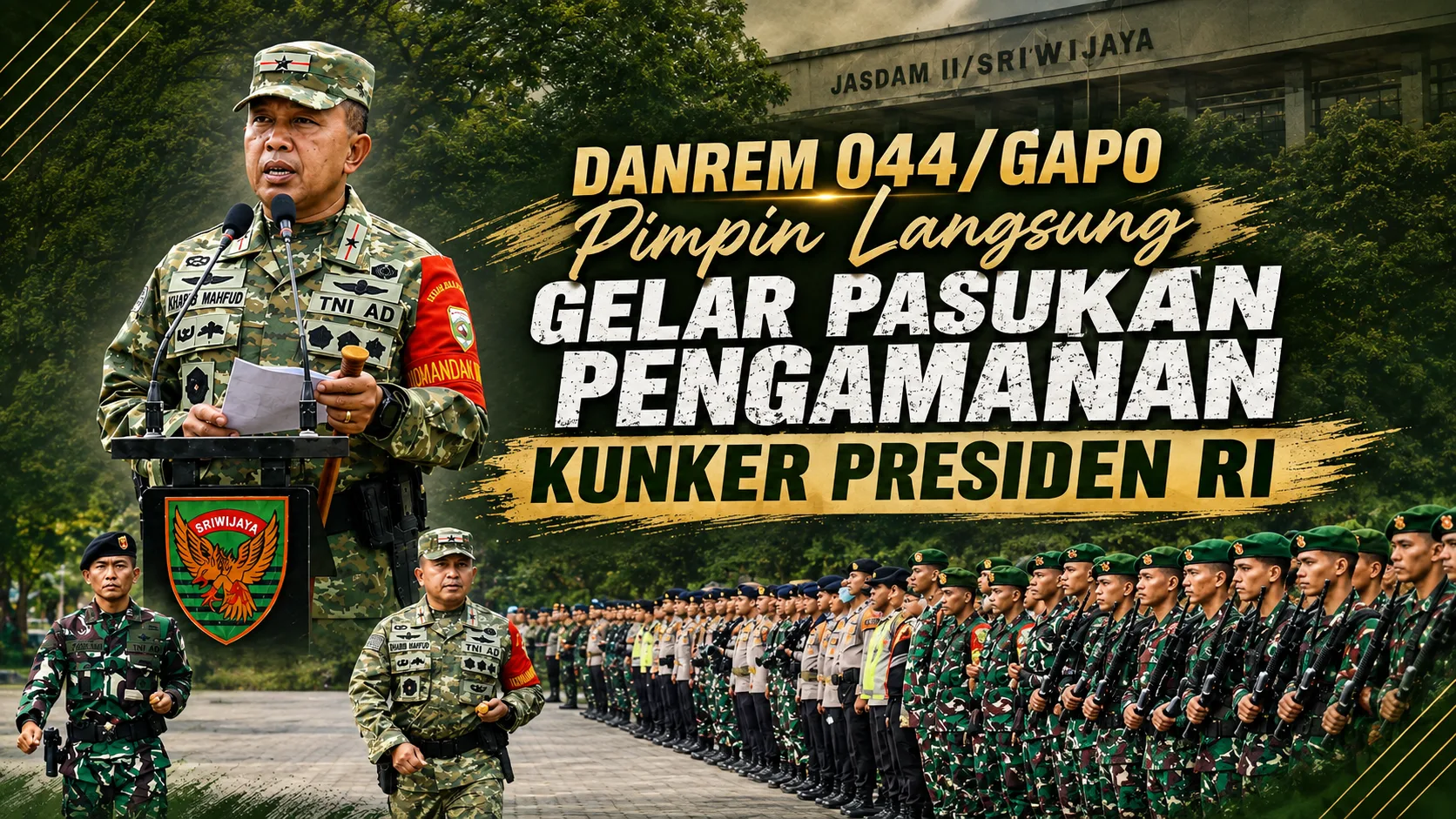 Danrem 044/Gapo Pimpin Langsung Gelar Pasukan Pengamanan Kunker Presiden RI