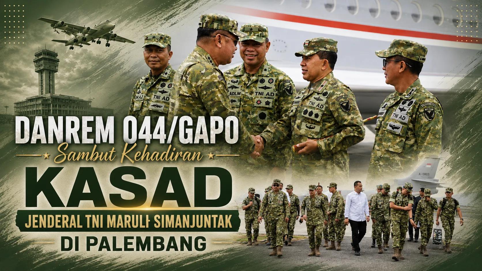 Danrem 044/Gapo Sambut Kehadiran Kasad Jenderal TNI Maruli Simanjuntak di Palembang