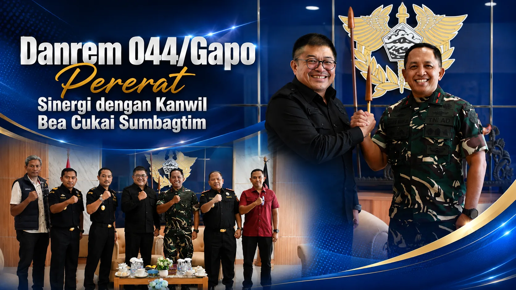 Danrem 044/Gapo Pererat Sinergi dengan Kanwil Bea Cukai Sumbagtim