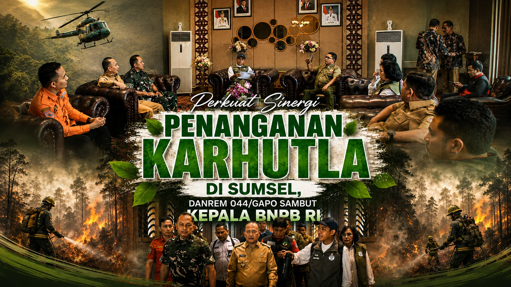 Perkuat Sinergi Penanganan Karhutla di Sumsel, Danrem 044/Gapo Sambut Kepala BNPB RI