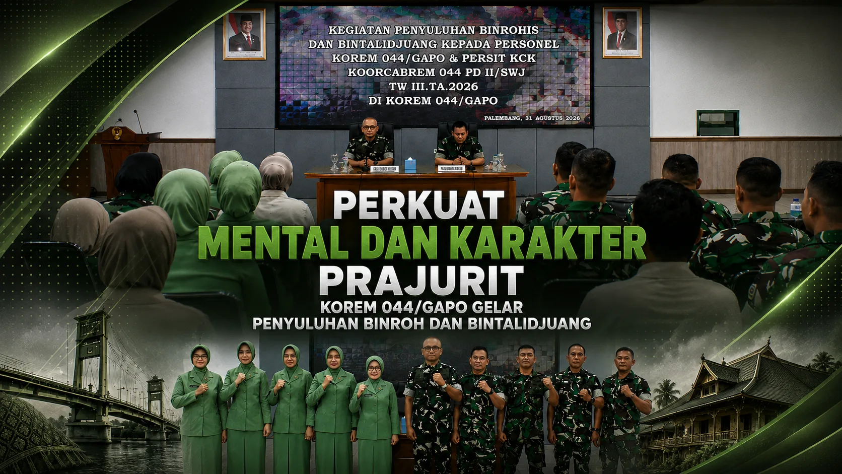 Perkuat Mental dan Karakter Prajurit, Korem 044/Gapo Gelar Penyuluhan Binroh dan Bintalidjuang