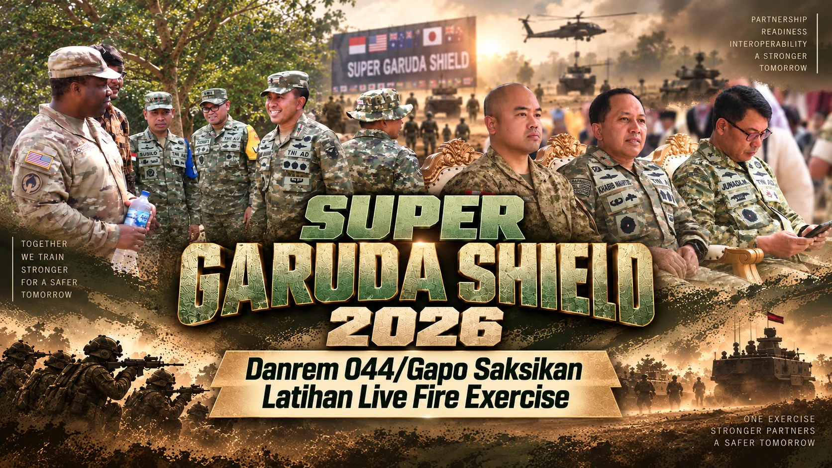 Super Garuda Shield 2026, Danrem 044/Gapo Saksikan Latihan Live Fire Exercise