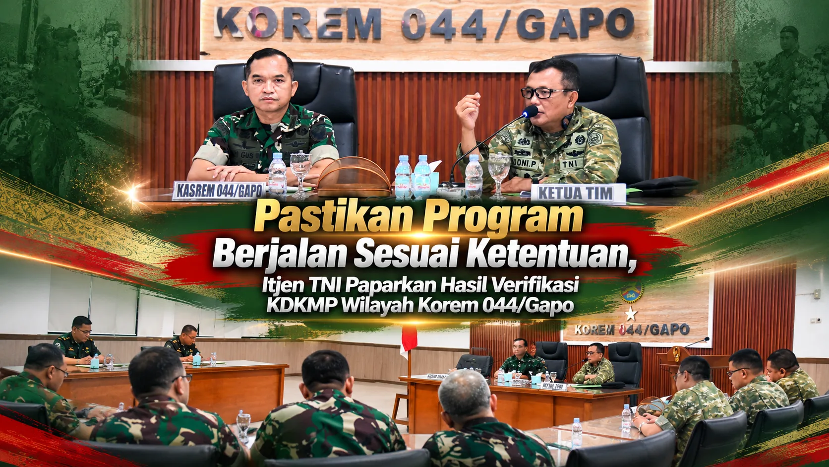 Pastikan Program Berjalan Sesuai Ketentuan, Itjen TNI Paparkan Hasil Verifikasi KDKMP Wilayah Korem 044/Gapo