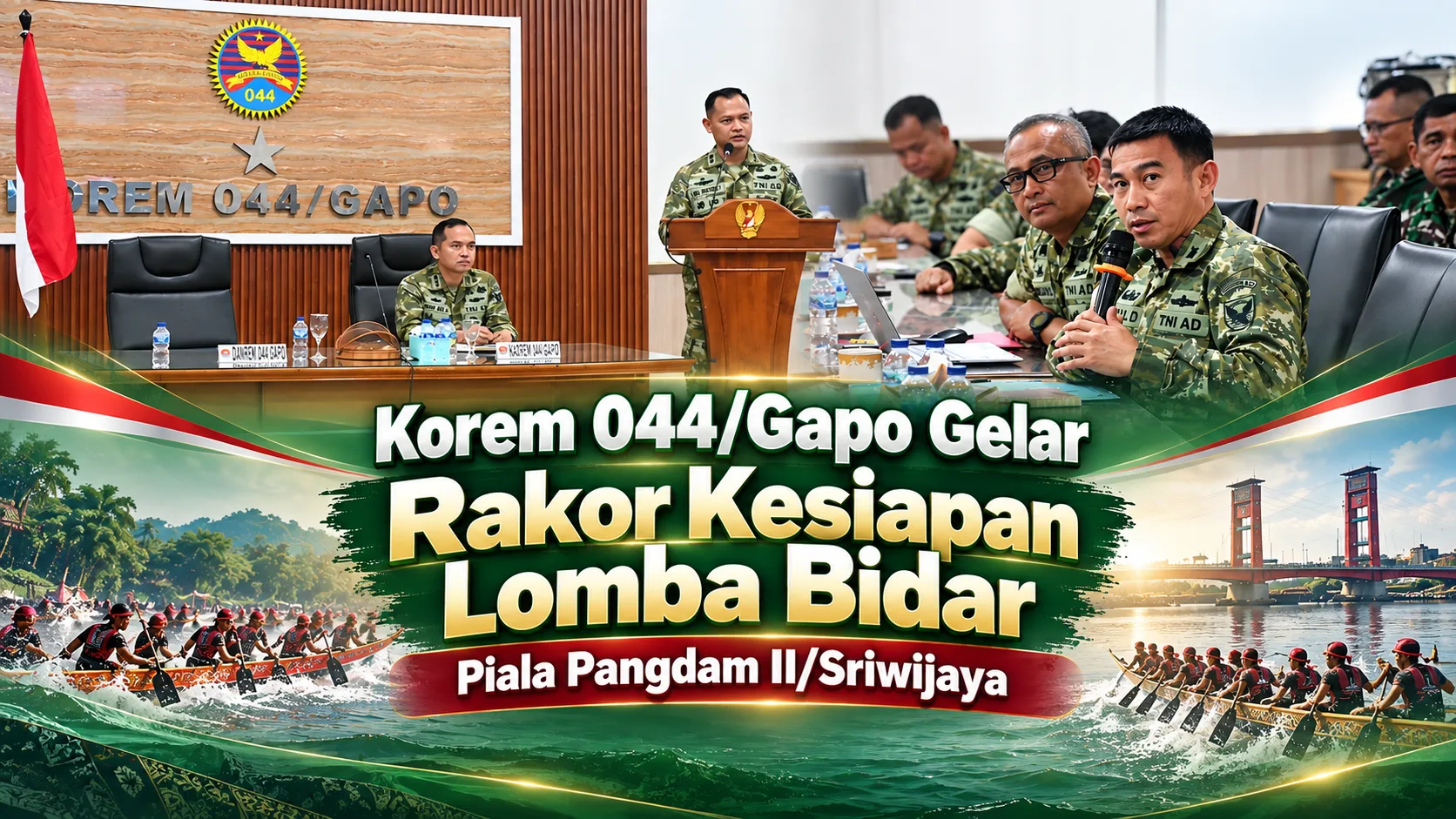 Korem 044/Gapo Gelar Rakor Kesiapan Lomba Bidar Piala Pangdam II/Sriwijaya