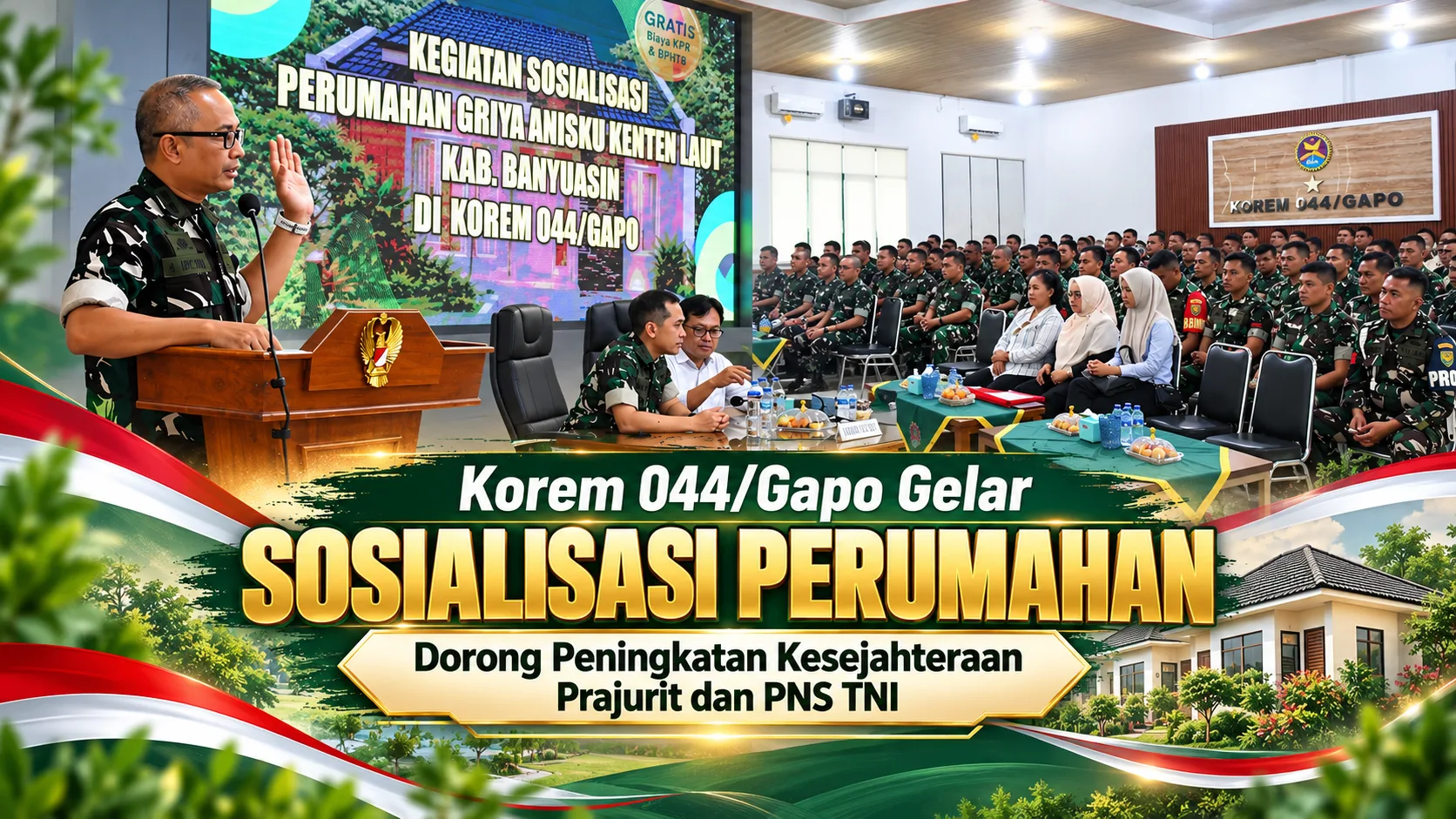 Korem 044/Gapo Gelar Sosialisasi Perumahan, Dorong Peningkatan Kesejahteraan Prajurit dan PNS TNI