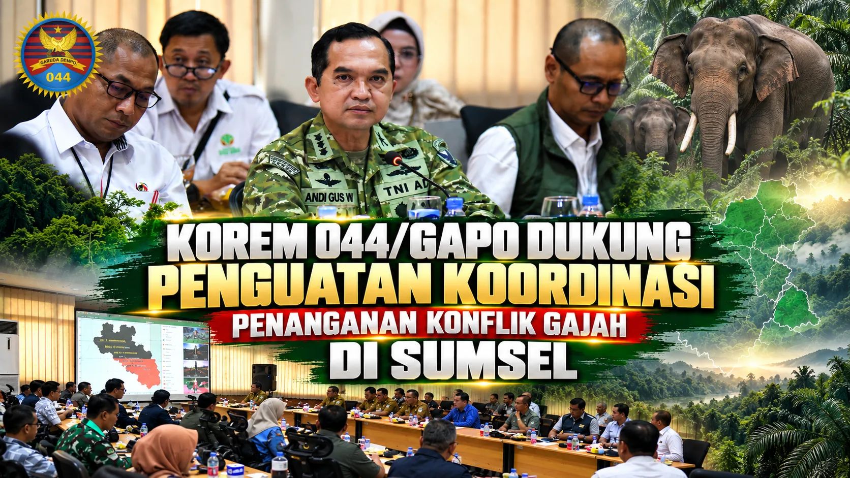 Korem 044/Gapo Dukung Penguatan Koordinasi Penanganan Konflik Gajah di Sumsel