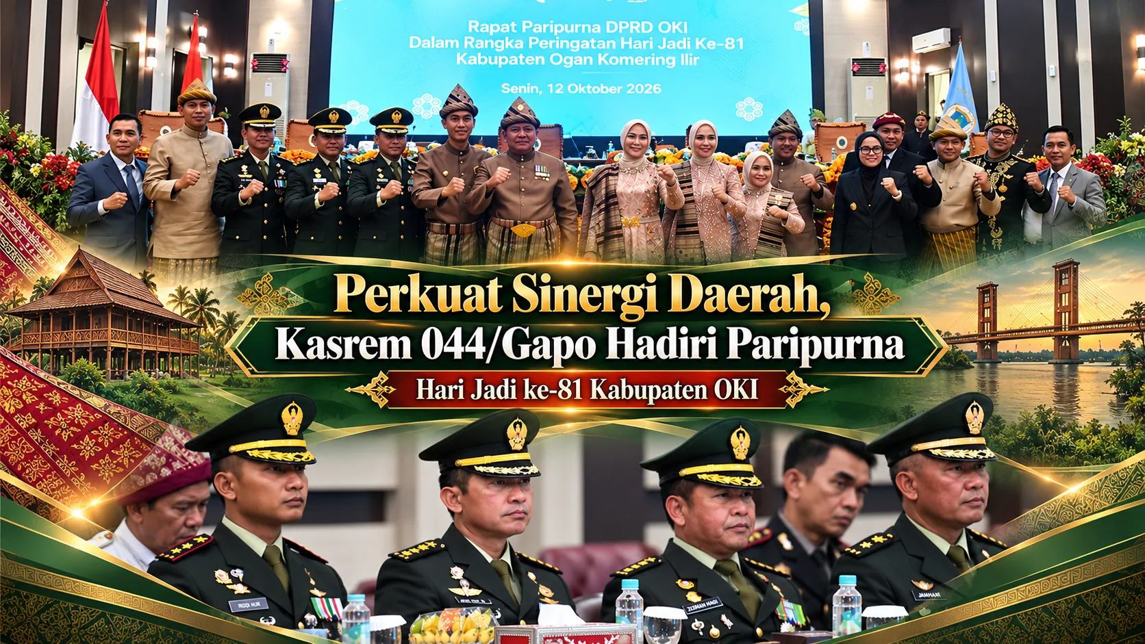 Perkuat Sinergi Daerah, Kasrem 044/Gapo Hadiri Paripurna Hari Jadi ke-81 Kabupaten OKI
