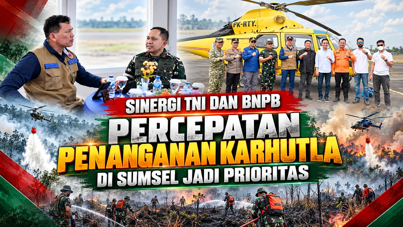 Sinergi TNI dan BNPB, Percepatan Penanganan Karhutla di Sumsel Jadi Prioritas