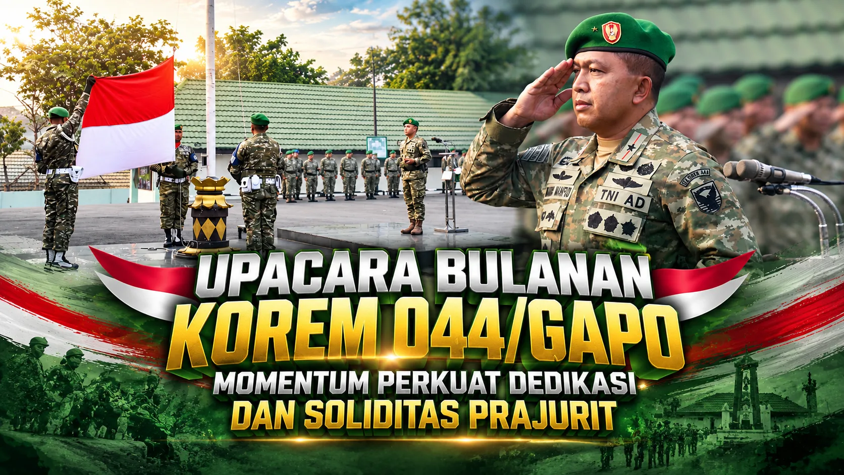 Upacara bulanan Korem 044/Gapo, Momentum Perkuat Dedikasi dan Soliditas Prajurit