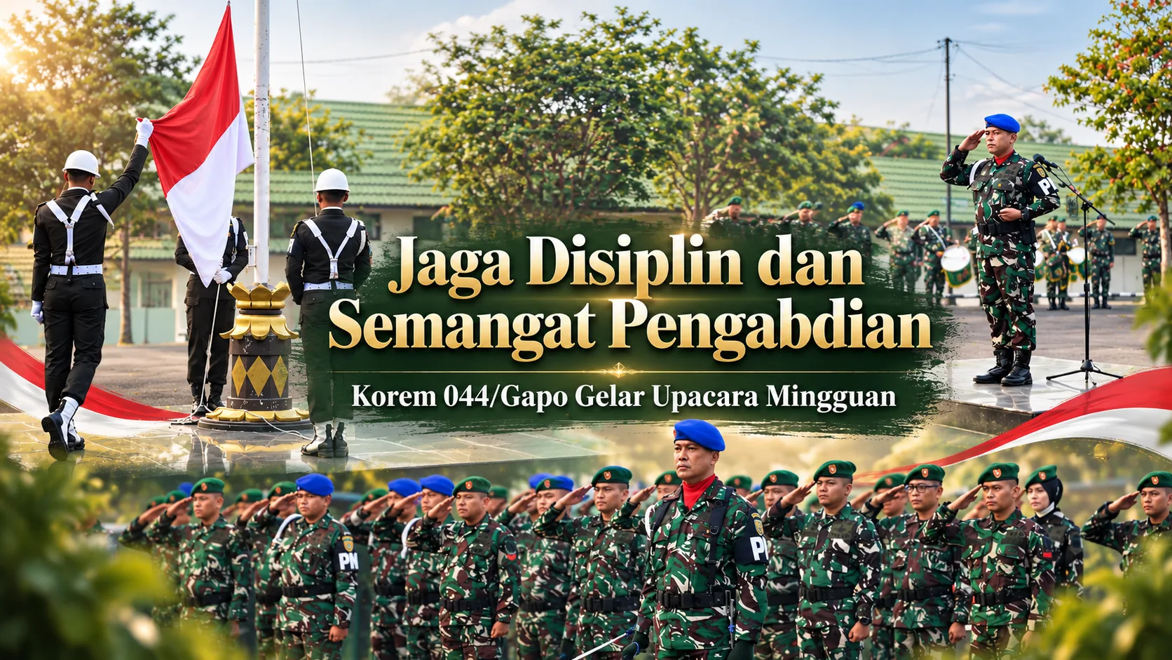 Jaga Disiplin dan Semangat Pengabdian, Korem 044/Gapo Gelar Upacara Mingguan