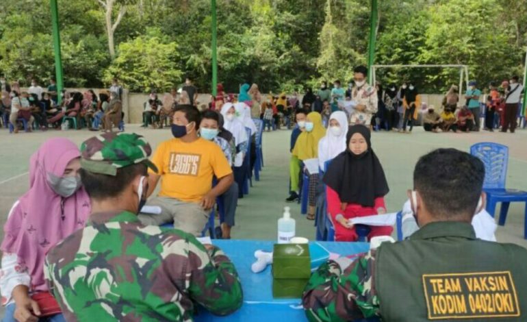 Kodim 0402/OKI berkolaborasi Sukseskan Capaian Target Vaksin Kab. OKI dan OI
