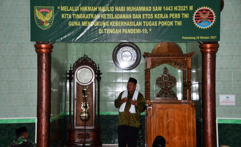 Korem 044/Gapo  Peringati Maulid Nabi Besar Muhammad SAW 1443 H/2021 M