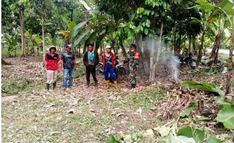 Babinsa Koramil 06/Cempaka Terus Sosialisasi Tentang Karhutla di Desa Binaannya