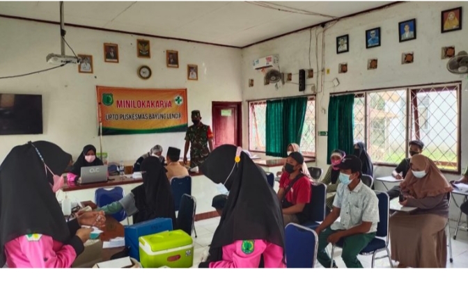 Babinsa Koramil 401-04/Bayung Lencir Monitoring Vaksinasi di Kelurahan Bayung Lencir