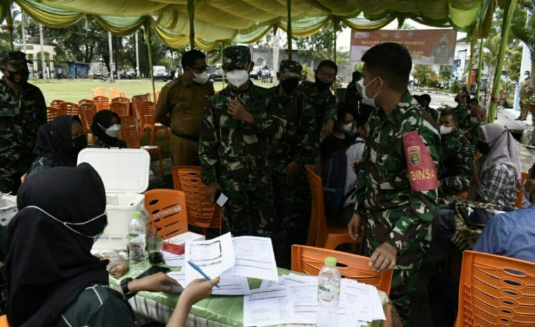 Serbuan Vaksin Kodim 0403 OKU, Ditinjau langsung Oleh Kasiter Korem 044/Gapo