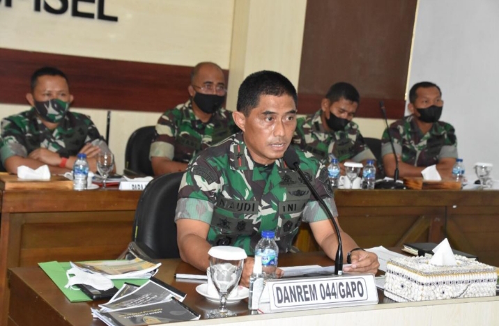 VIA VIRTUAL, DANREM 044/GAPO IKUTI  RAPAT EVALUASI PROGJA DAN ANGGARAN TA 2021